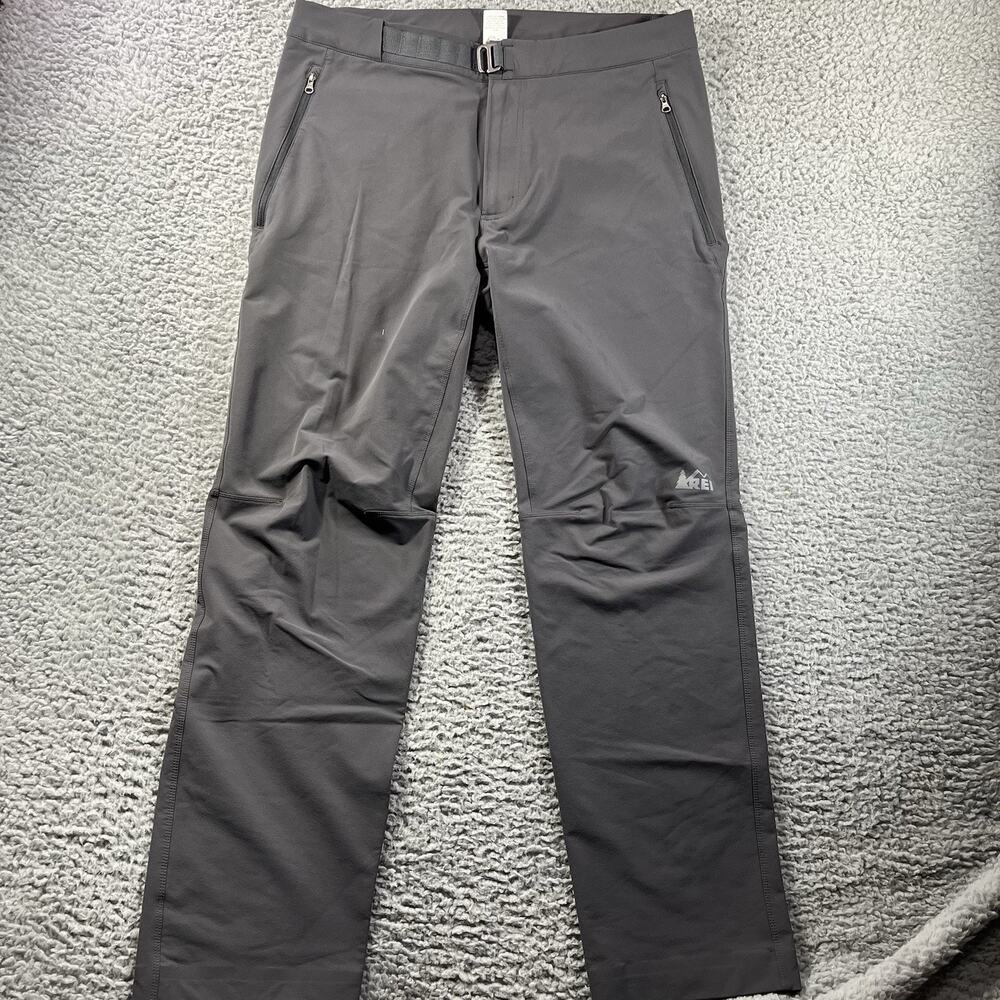 REI Co-op Mens Activator Softshell Hiking Pants Gray Size 36x32 Stretch Gorpcore